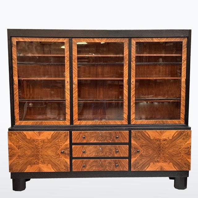 Czech Art Deco Writing Desk and Bookcase, 1930s, Set of 2 For Sale - Image 3 of 18