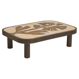 French Ceramic Flower Motif Coffee Table by Roger Capron, 1960s For Sale