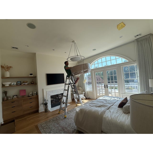 Italian Bespoke Italian Plaster Pendant; Celine Pendant, Designed by Tricia Huntley For Sale - Image 3 of 3