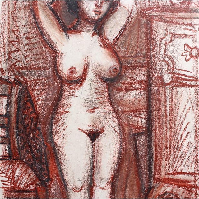 Nude Woman Drying Her Hair Painting by Raymond Dèbieve, 1967 For Sale - Image 4 of 10