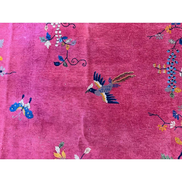 A Sensational Antique 7' X 10' Purple/Rose/Gold Art Deco Chinese Rug Ca 1920 For Sale - Image 10 of 10