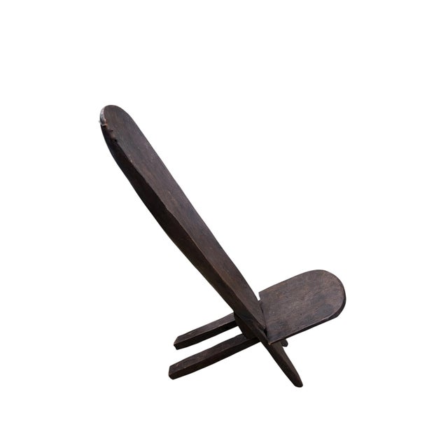 African Small Kids Chair Senufo Stargazer Solid Wood Folding Chair Ivory Coast For Sale - Image 3 of 7