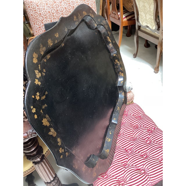 19th Century Antique Paper Mache Tray Cocktail Table For Sale - Image 5 of 5