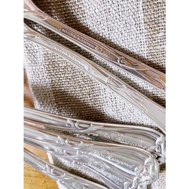 A set of 6 beautiful antique silver plated round bowl soup spoons, made by Reed and Barton for the Hotel Margaret in...