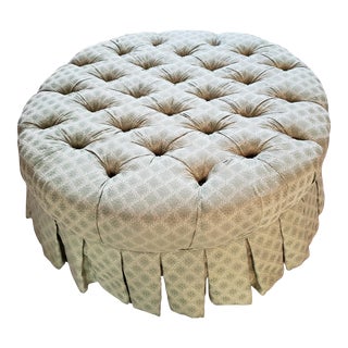 Ethan Allen Round Tufted Ottoman For Sale