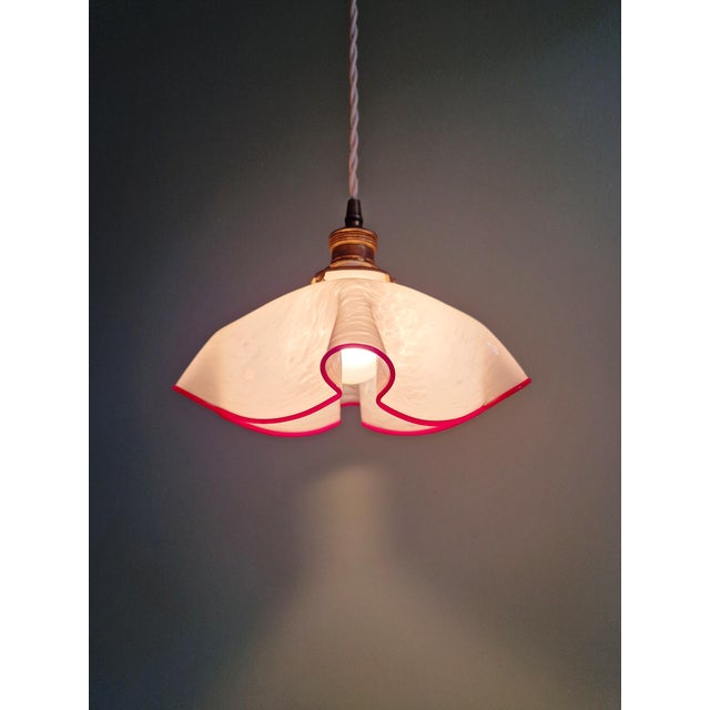 1930s Art Deco Pendant Light in Pleated Speckled Glass, 1930s For Sale - Image 5 of 14