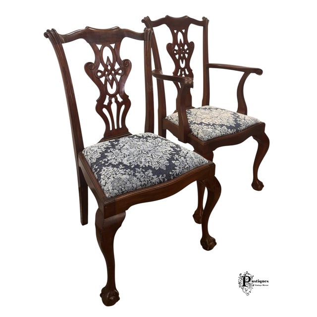 Brown Vintage Wellington Hall Chippendale Style Mahogany Dining Chairs - Set of 8 For Sale - Image 8 of 10