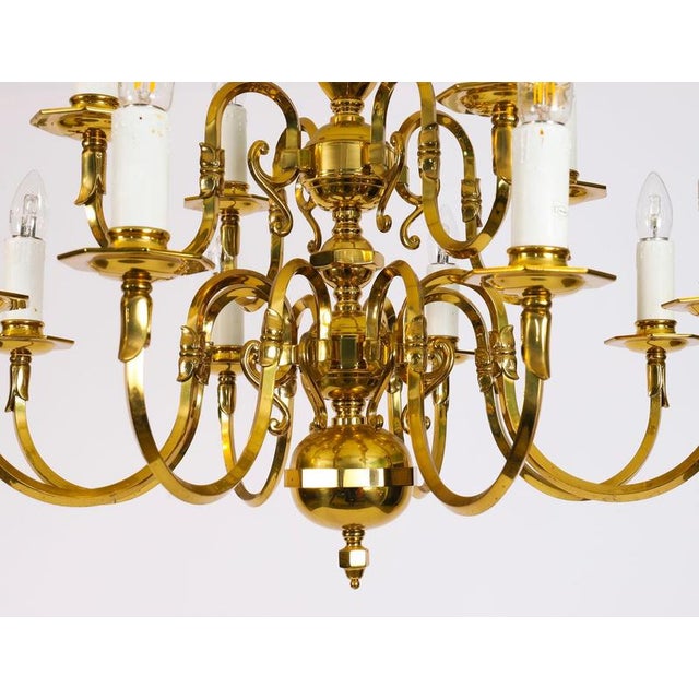 Antique Dutch Renaissance Style Brass 2-Tier Chandeliers, 1920, Set of 2 For Sale - Image 11 of 14
