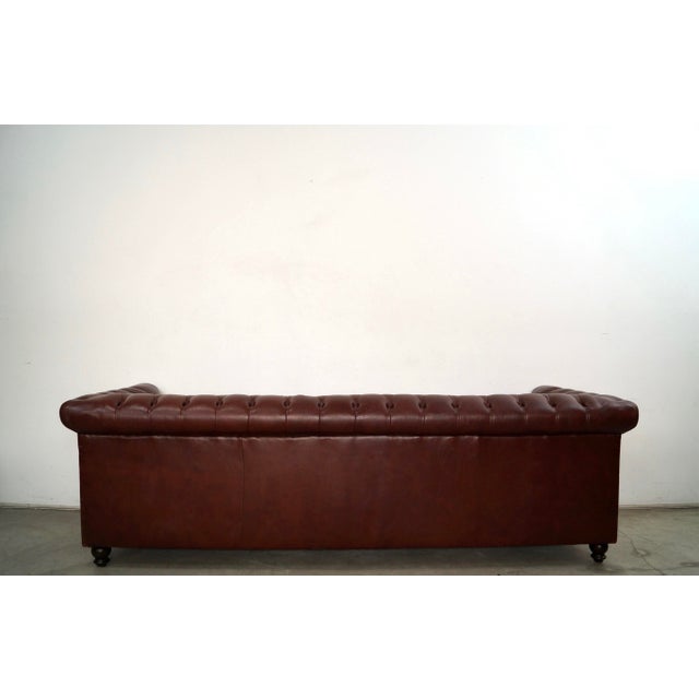 Oxblood Red 1970’s Hollywood Regency Tufted Leather Chesterfield Sofa For Sale - Image 8 of 12