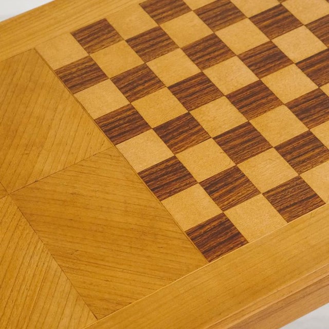 Vintage Game Table with Chessboard and Leather Top For Sale - Image 3 of 17