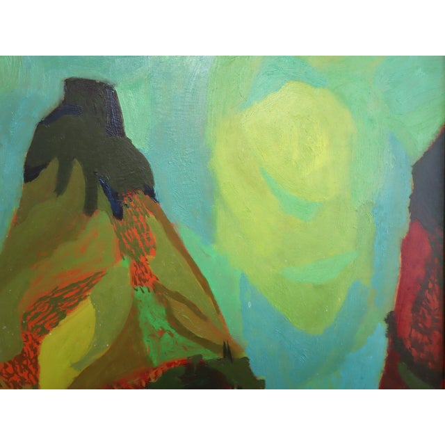 1949 Mid-Century Modern 'Sun Over the Hills' Vintage Expressive Landscape Oil Painting, Framed For Sale - Image 10 of 12