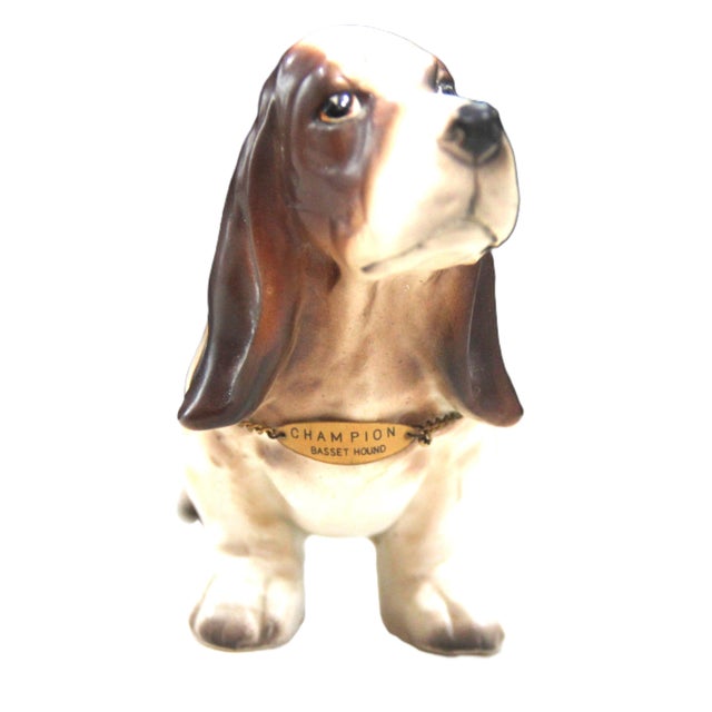 OMG! I adore this sweet guy. Realistic Basset Hound with a metal chain collar and a plaque that reads "Champion Basset...