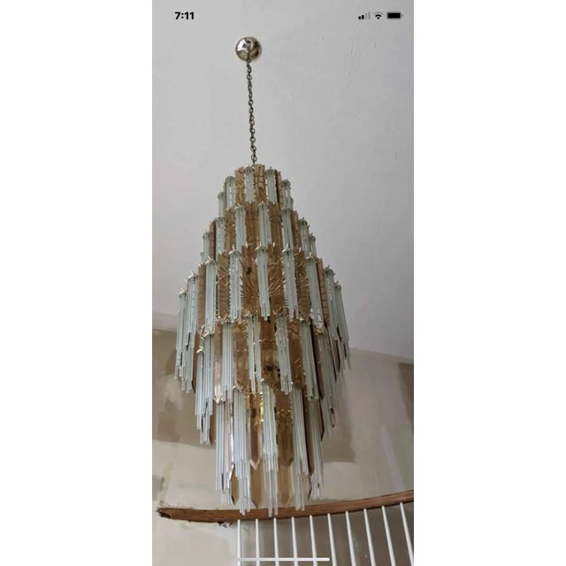 Metal Modern Paolo Venini Murano Glass Chandelier For Sale - Image 7 of 7