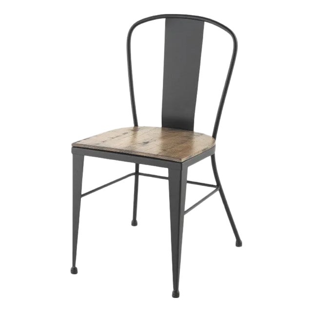 Bistro Garden Chairs in Colors Wrought Iron with Wood Seat For Sale