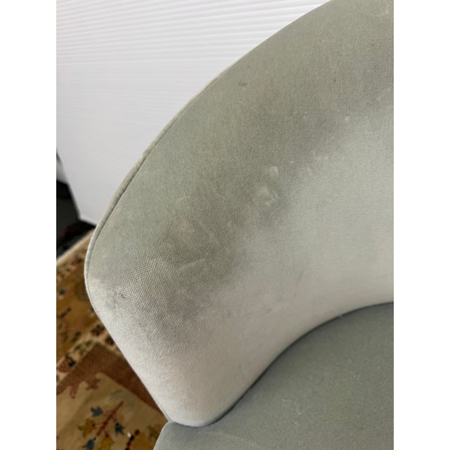 Textile Sophisticated Barrel Back Swivel Chair For Sale - Image 7 of 12