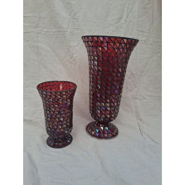 Vintage Pair of Mosaic Vases - A Pair For Sale - Image 11 of 11