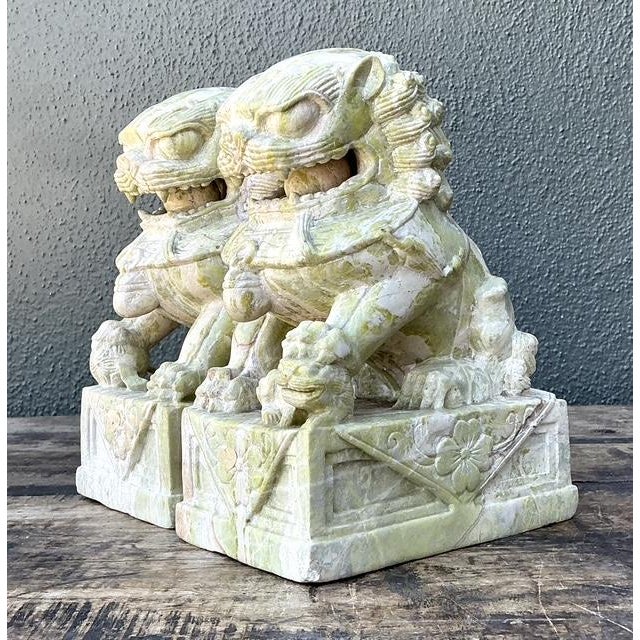Vintage Distressed Soapstone Foo Dogs - A Pair For Sale In West Palm - Image 6 of 12