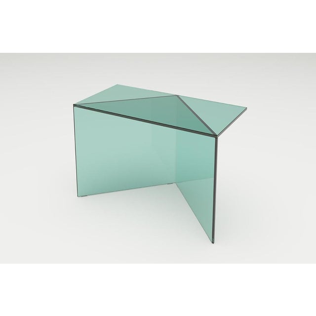 Contemporary Blue Clear Glass Poly Square Coffe Table by Sebastian Scherer For Sale - Image 3 of 6