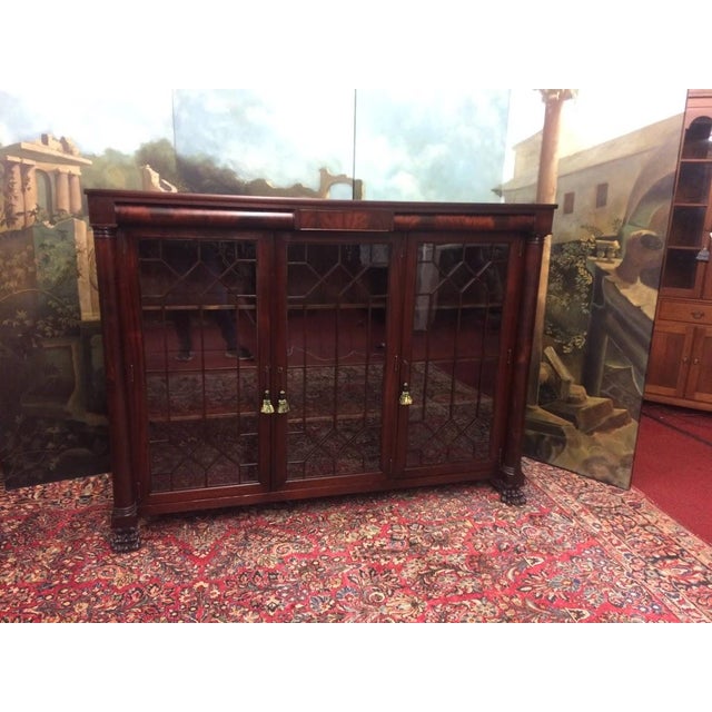 Antique Mahogany Bookcase, Empire Revival Bookcase For Sale - Image 4 of 17
