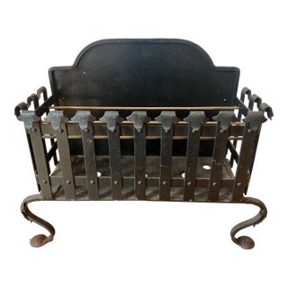 Antique Victorian Wrought Iron Fireplace Fire Basket For Sale