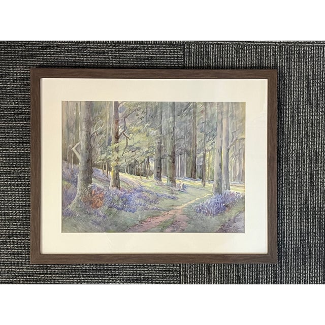 Impressionistic woodland view by Beatrice S. Bullock (1878-1953) a UK watercolor artist painted in early 20th century....