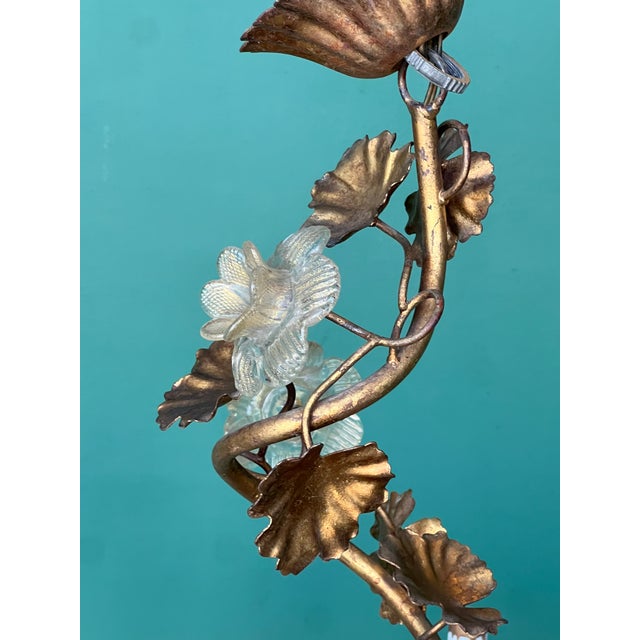1960s Hollywood Regency Gilt Metal and Glass Roses Chandelier, Italy For Sale - Image 10 of 18
