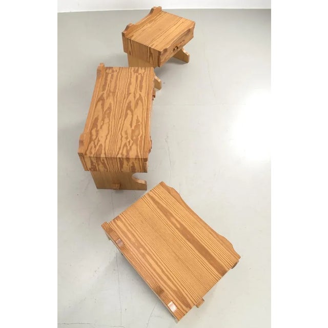 Beige Vintage Pine Cabinets, Set of 3 For Sale - Image 8 of 9