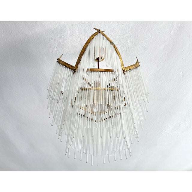 Vintage Tiered Glass Rod Chandelier – Dramatic Shadow Light For Sale - Image 17 of 17