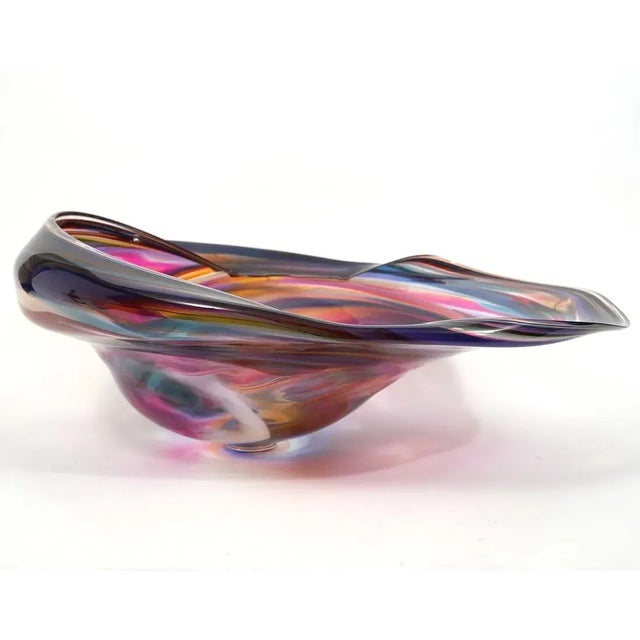 Monumental David Goldhagen Blown Art Glass Centerpiece Bowl, American For Sale - Image 4 of 18