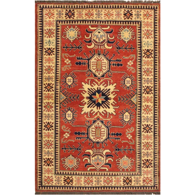 1990s 1990s Rustic Super Kazak Rust/Beige Wool Rug For Sale - Image 9 of 9