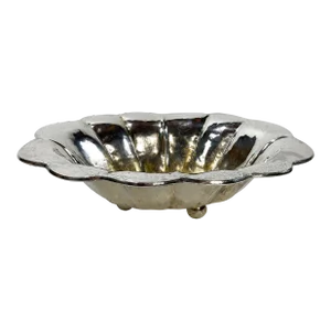 Vintage Oversized Hammered Silverplate Footed Bowl