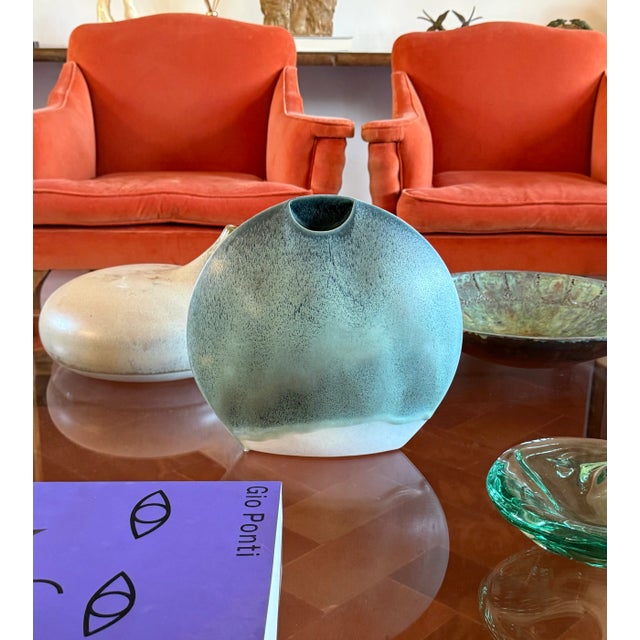 Mid-Century Modern Blue Ceramic Solifleur Vase, France, 1970s For Sale - Image 17 of 17