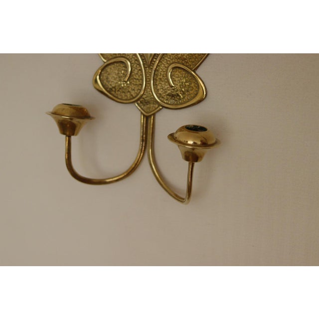 Swedish Art Nouveau Style Brass Double Arm Sconces, Set of 2 For Sale - Image 11 of 17