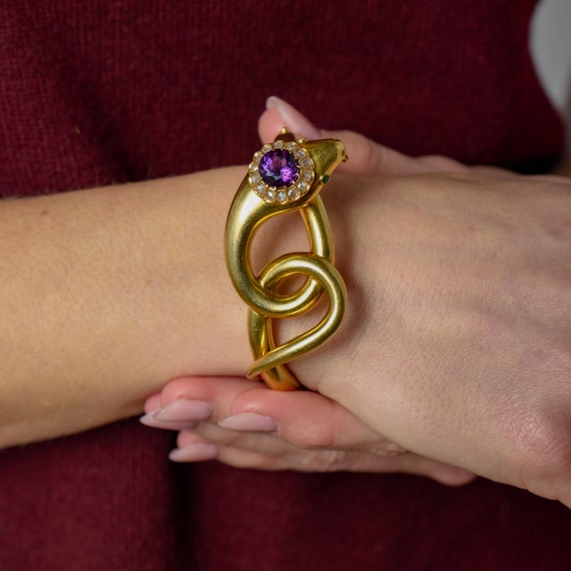 This extraordinary Art Deco snake bangle is a powerful and evocative jewel, embodying the bold symbolism and refined...