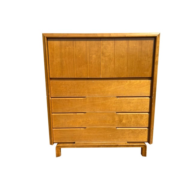 Wood Vintage Edmond Spence Swedish Tall Highboy Dresser in Mid Century Modern Style For Sale - Image 7 of 8