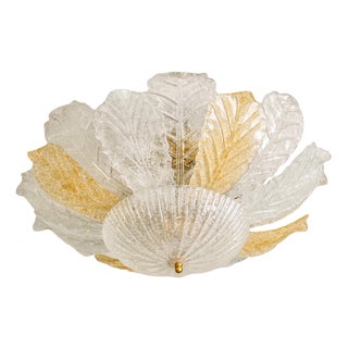 Large Murano Glass Leaf Flush Mount from Made Murano Glass, Italian, 1970s For Sale