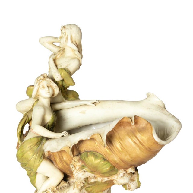 Ceramic Art Nouveau Porcelain Centerpiece with Nymphs from Royal Dux Bohemia, 1900s For Sale - Image 7 of 14