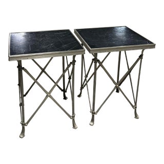 1980s Pair of Vintage Restoration Hardware Campaign Style End Tables. For Sale