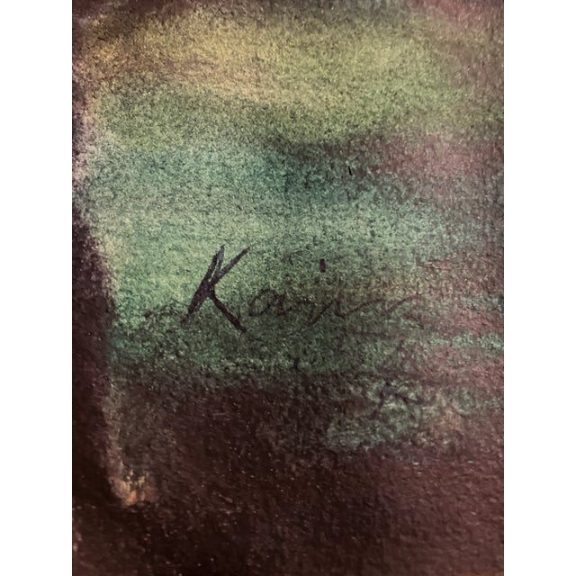 Mid Century Modern 1960’s Original Vintage Abstract Landscape Watercolor Painting Signed For Sale - Image 4 of 7