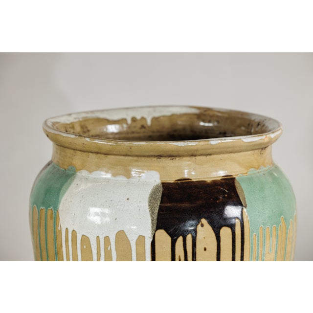 Early 20th Century Large Antique Japanese Drip-Glazed Stoneware Jar with Multicolor Runs For Sale - Image 5 of 18