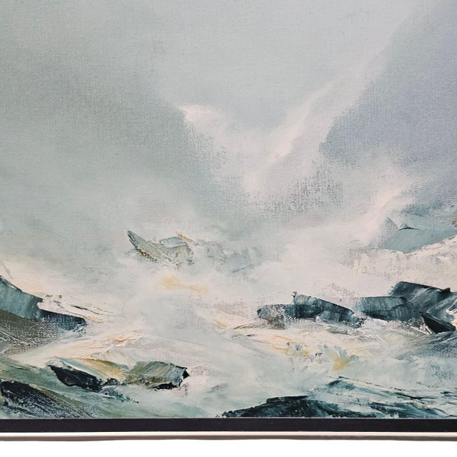 White Bob Pepper “White Water” Modernist Coastal Seascape Oil on Canvas, 22" For Sale - Image 8 of 13