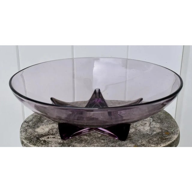 Abstract Vintage Heisey Glass Amethyst Colored Glass Bowl W/Star For Sale - Image 3 of 13