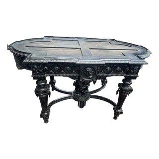 Antique French Black Lacquer Center Table For Sale