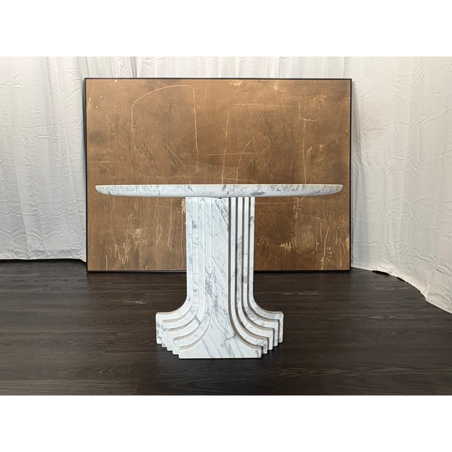 Rh Restoration Hardware Strada Bistro & Entry Table | Italian Arabescato Marble For Sale - Image 10 of 18