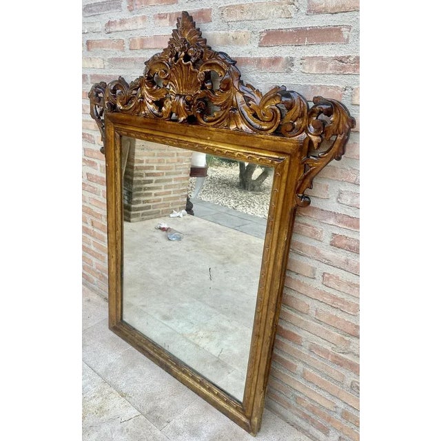 Early 20th Century French Wood Wall Mirror, 1920s For Sale - Image 9 of 12