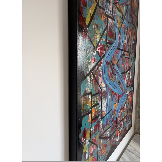 Jonas Fisch Large Original Jonas Fisch Painting – Contemporary Abstract Figurative W/ American Flag – 48x30 Signed For Sale - Image 4 of 4