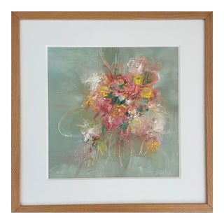 "Flowers in My Sky" Modern Pink Floral Oil Painting by Michele Zuzalek For Sale