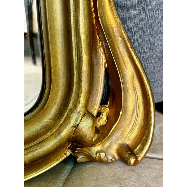 19th Century French Rococo Style Gold Gilt Arched Floor or Wall Mirror For Sale - Image 12 of 18