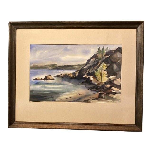 Vintage Lake Tahoe Watercolor by Northern California Artist Jan Miskulin For Sale