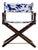 1970s McGuire Director’s X-Chair in Textured Off-White and Colbalt For Sale